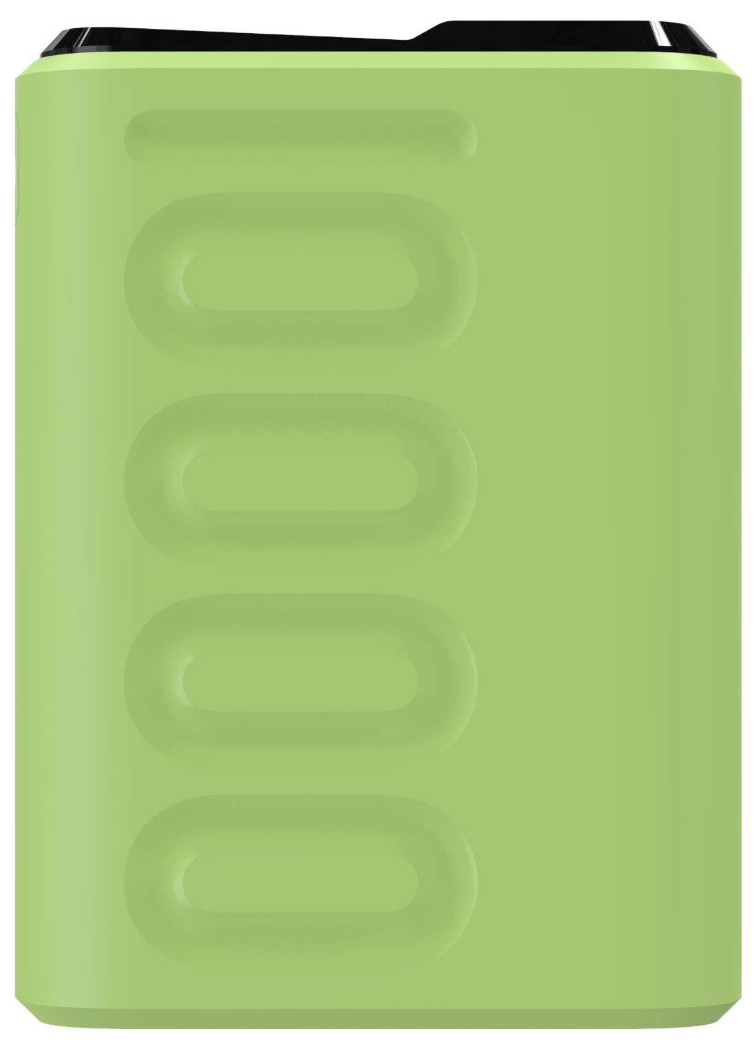 Ein grüner Powerbank mit einer gerillten Oberfläche.