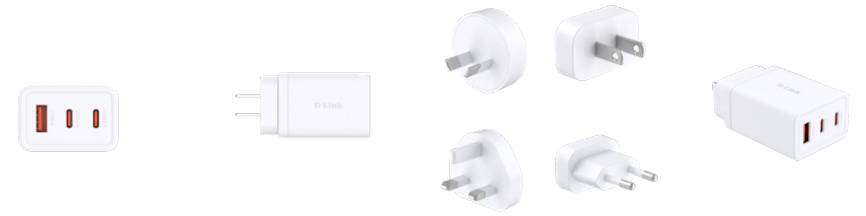 D-Link DCP-651 USB Ladegerät 65W USB-A Buchse, USB-C® Buchse (Power Delivery) Quick Charge 4.0, USB PD 3.0 Weiß Steckdose mit