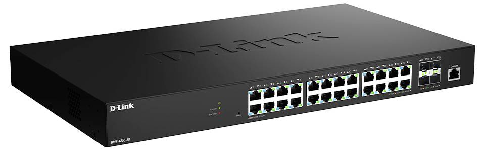 D-Link Switch-Modell DGS-1024C mit 24 Ethernet-Ports und LED-Anzeigen auf der Frontplatte, verwendet für Netzwerkverbindungen.