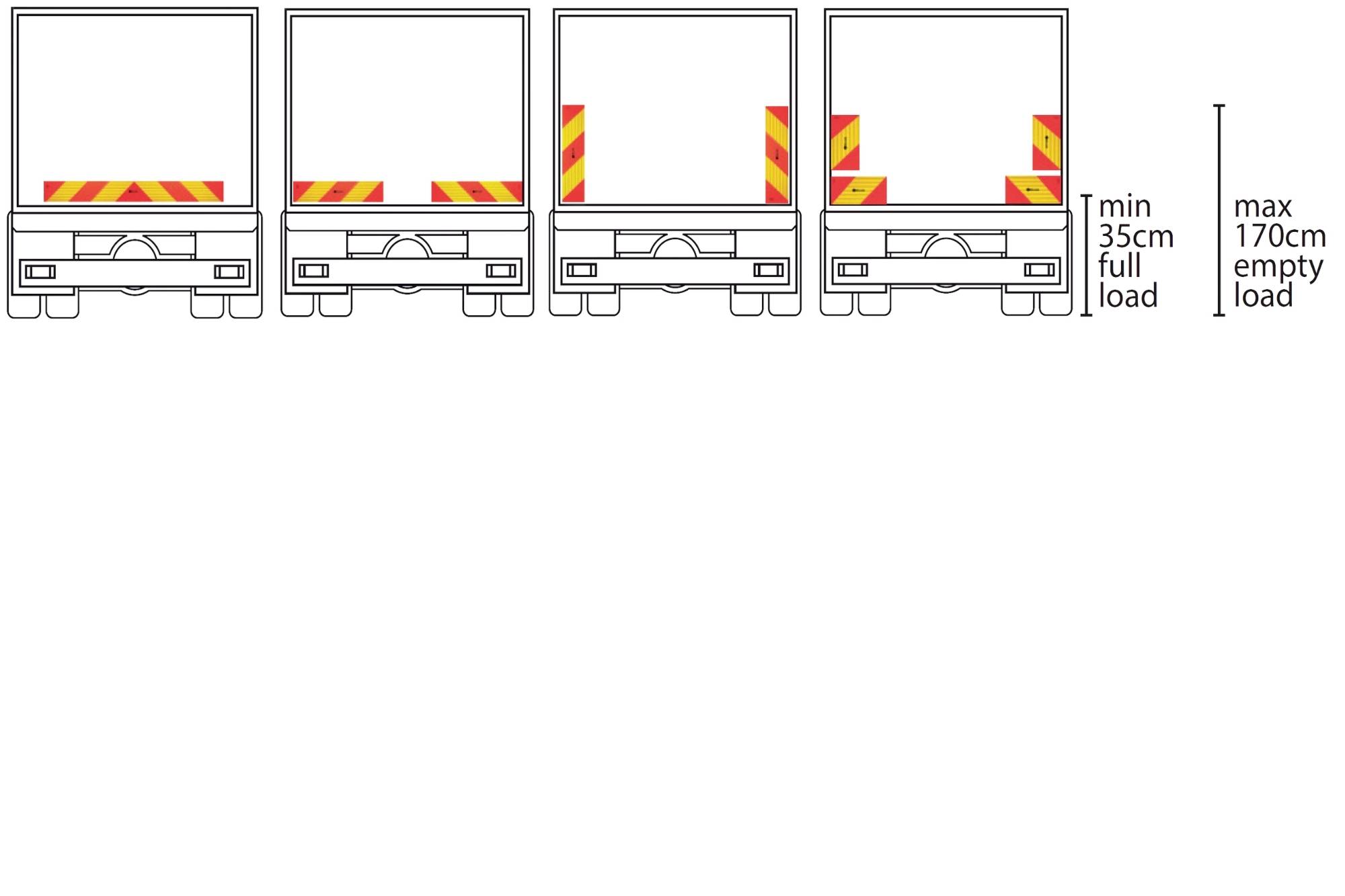 IWH 97609 Heckwarntafel, Halbmarkierungen refl. Zugm., 565x130mm, ECE 70.01, 2 St. Warntafel 565mm x 130mm