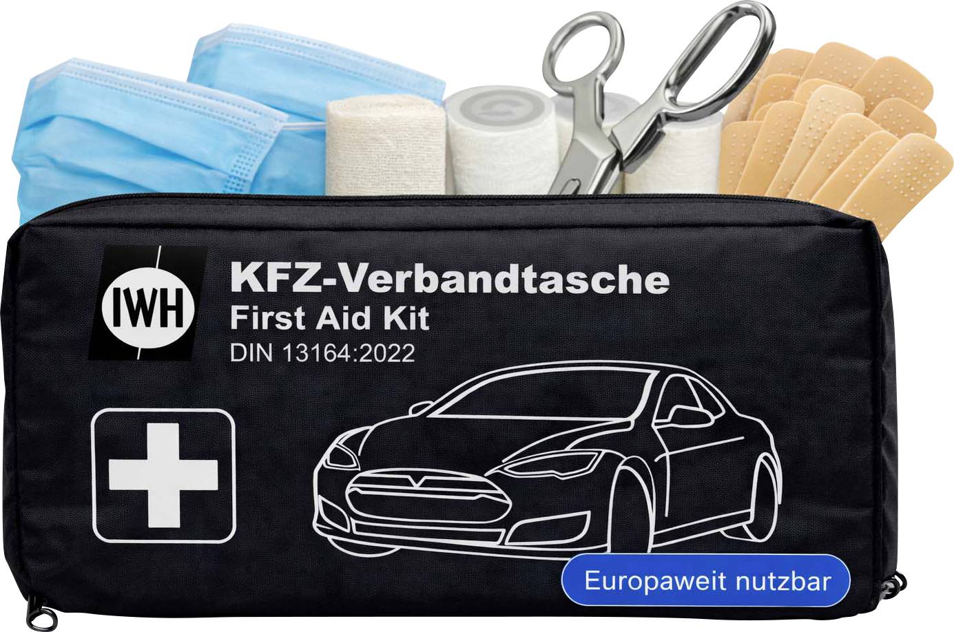 Ein Erste-Hilfe-Set mit der Bezeichnung „KFZ-Verbandtasche