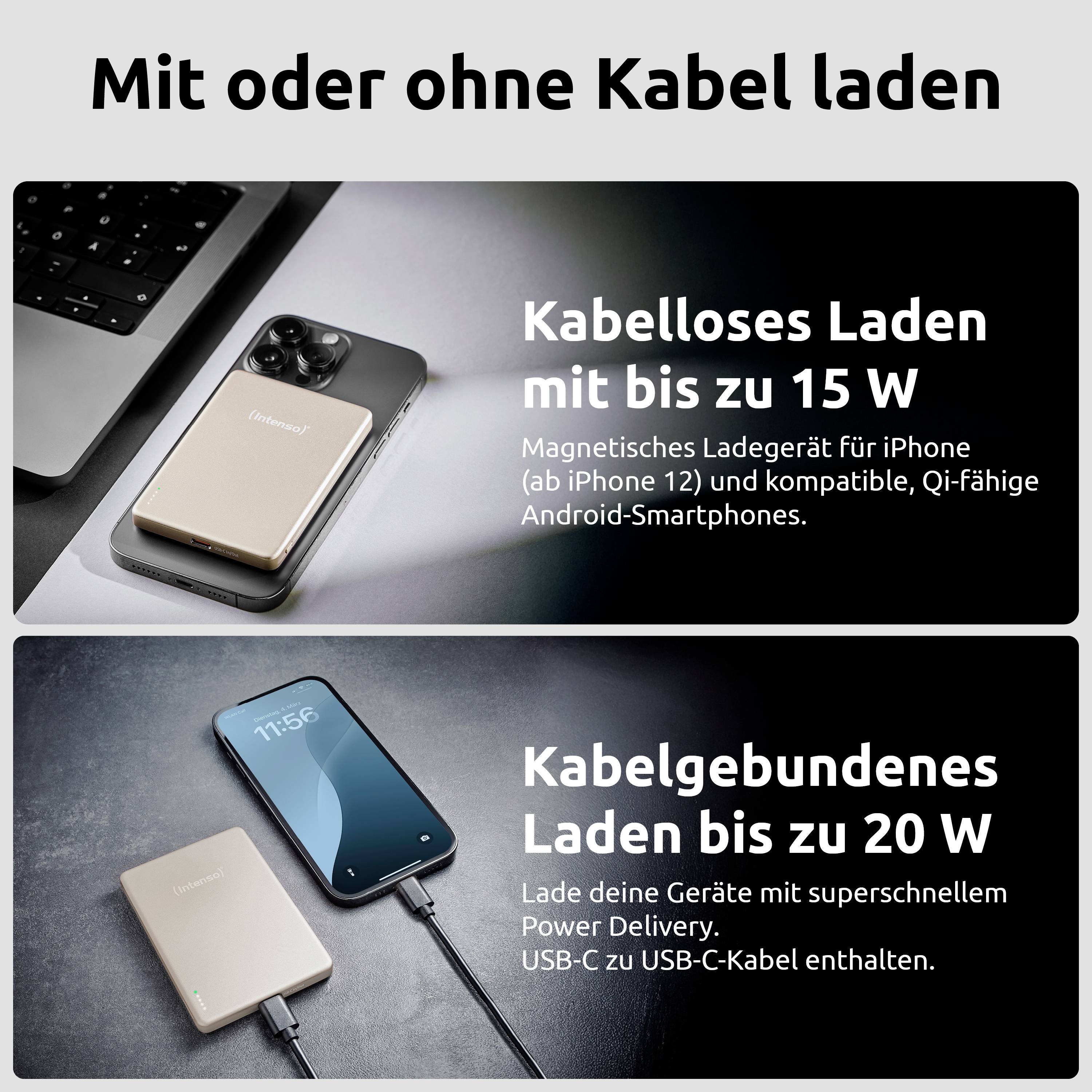 Intenso Power Bank MW5000 champagne Powerbank 5000 mAh USB PD LiPo USB-C® Champagner