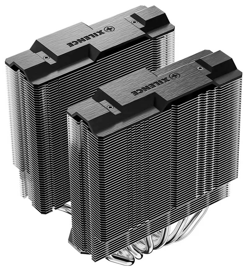 Ein Doppelturm-CPU-Kühler mit mehreren Aluminiumlamellen und Heatpipes, der von der Marke 'Zalman' hergestellt wird und für eine effektive Wärmeableitung in Computern entwickelt wurde.