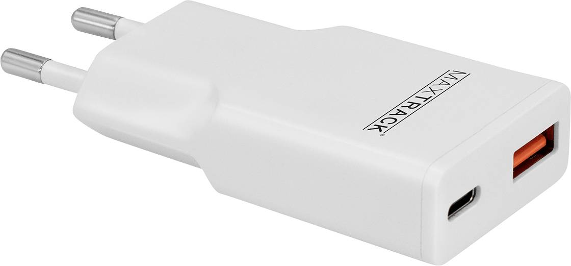 Maxtrack Ladeadapter 30W USB-C®, USB-A USB PD 3.0, Fast Charge Weiß
