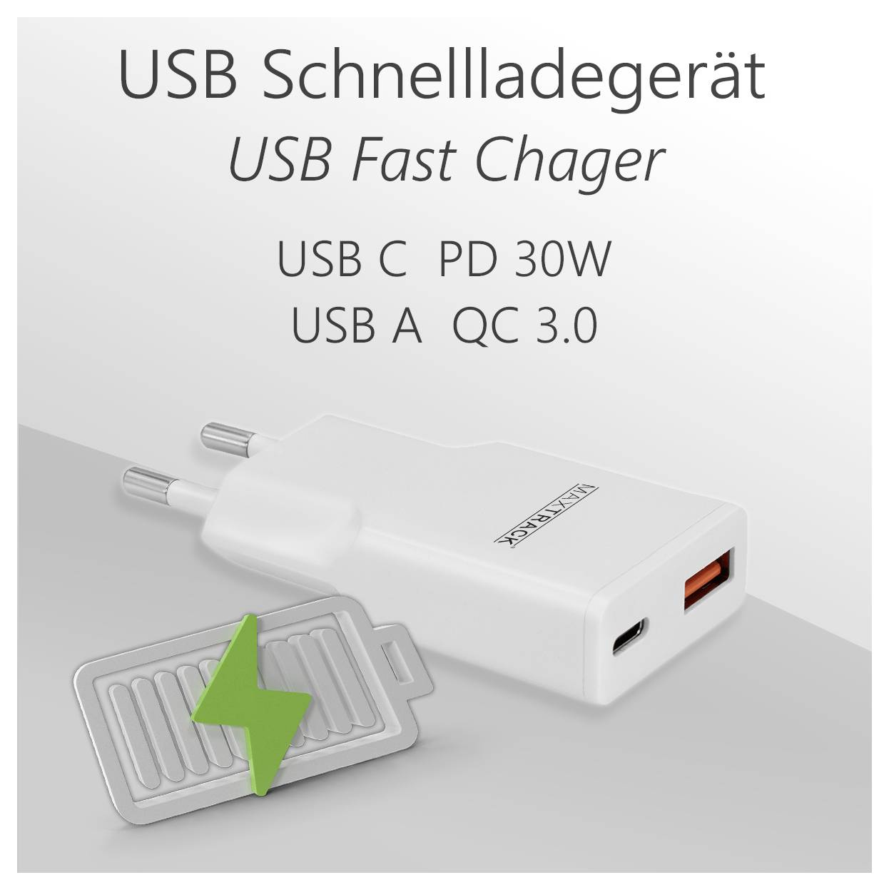 Maxtrack Ladeadapter 30W USB-C®, USB-A USB PD 3.0, Fast Charge Weiß