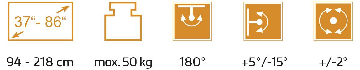 My Wall TV-Wandhalterung 94,0cm (37") - 218,4cm (86”) Schwenkbar