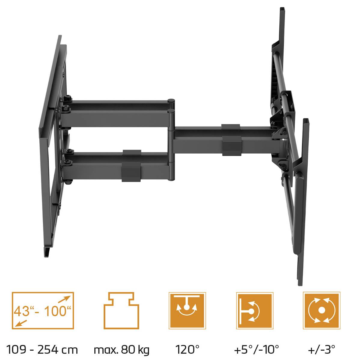 My Wall TV-Wandhalterung 109,2cm (43") - 254,0cm (100") Schwenkbar