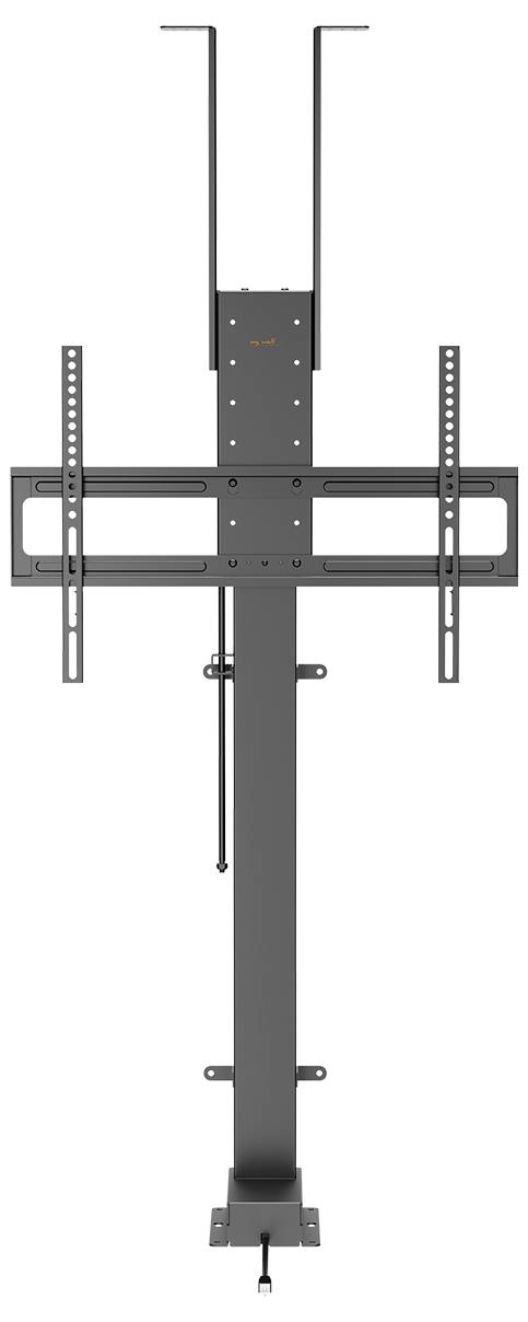 Flacher Bildschirm TV-Halterung mit verstellbarer Höhe, Metallkonstruktion, ideal für platzsparende Wandmontage.