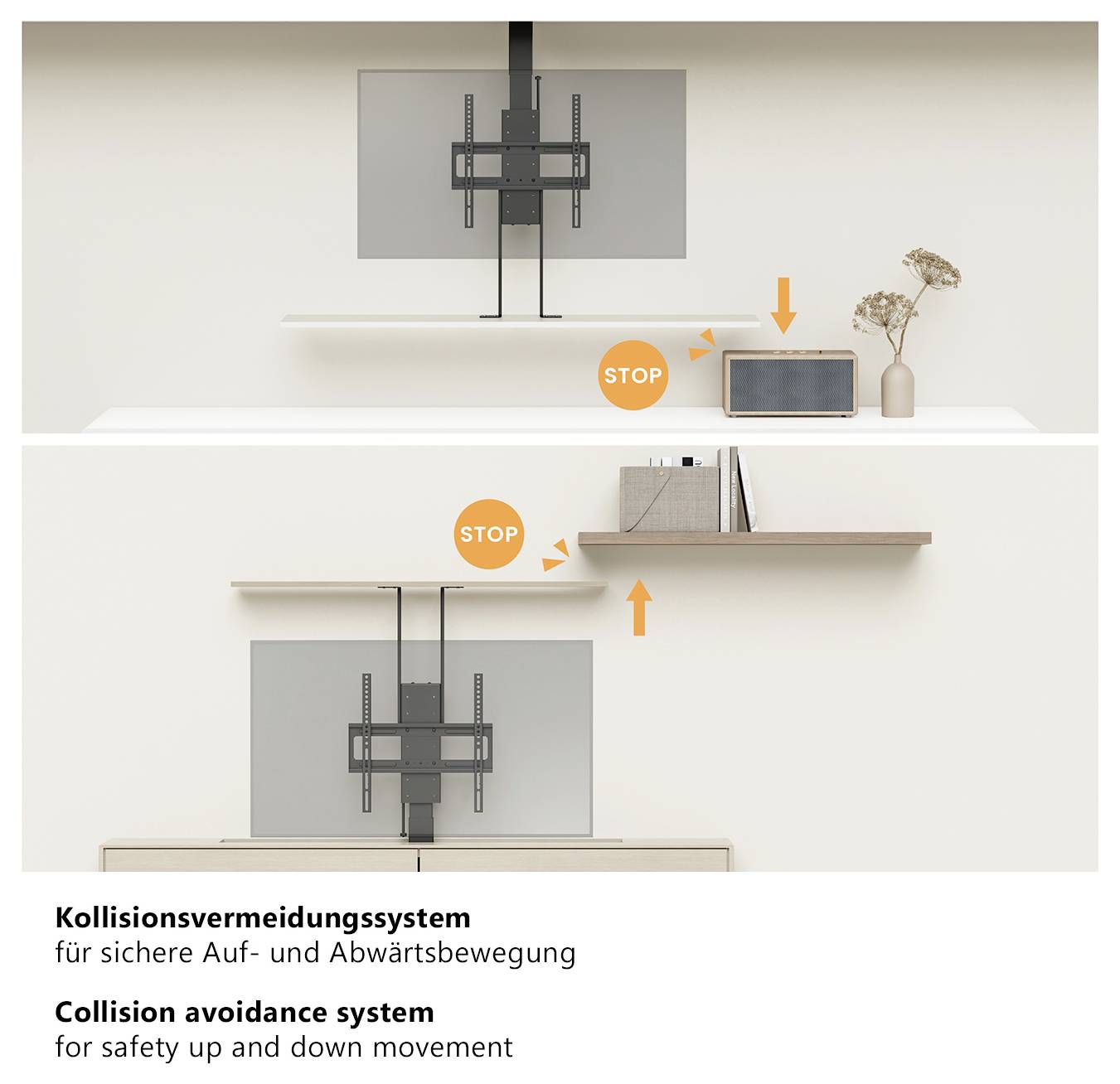 My Wall TV-Wandhalterung 109,2cm (43") - 218,4cm (86”) App-Steuerung, elektrisch motorisiert