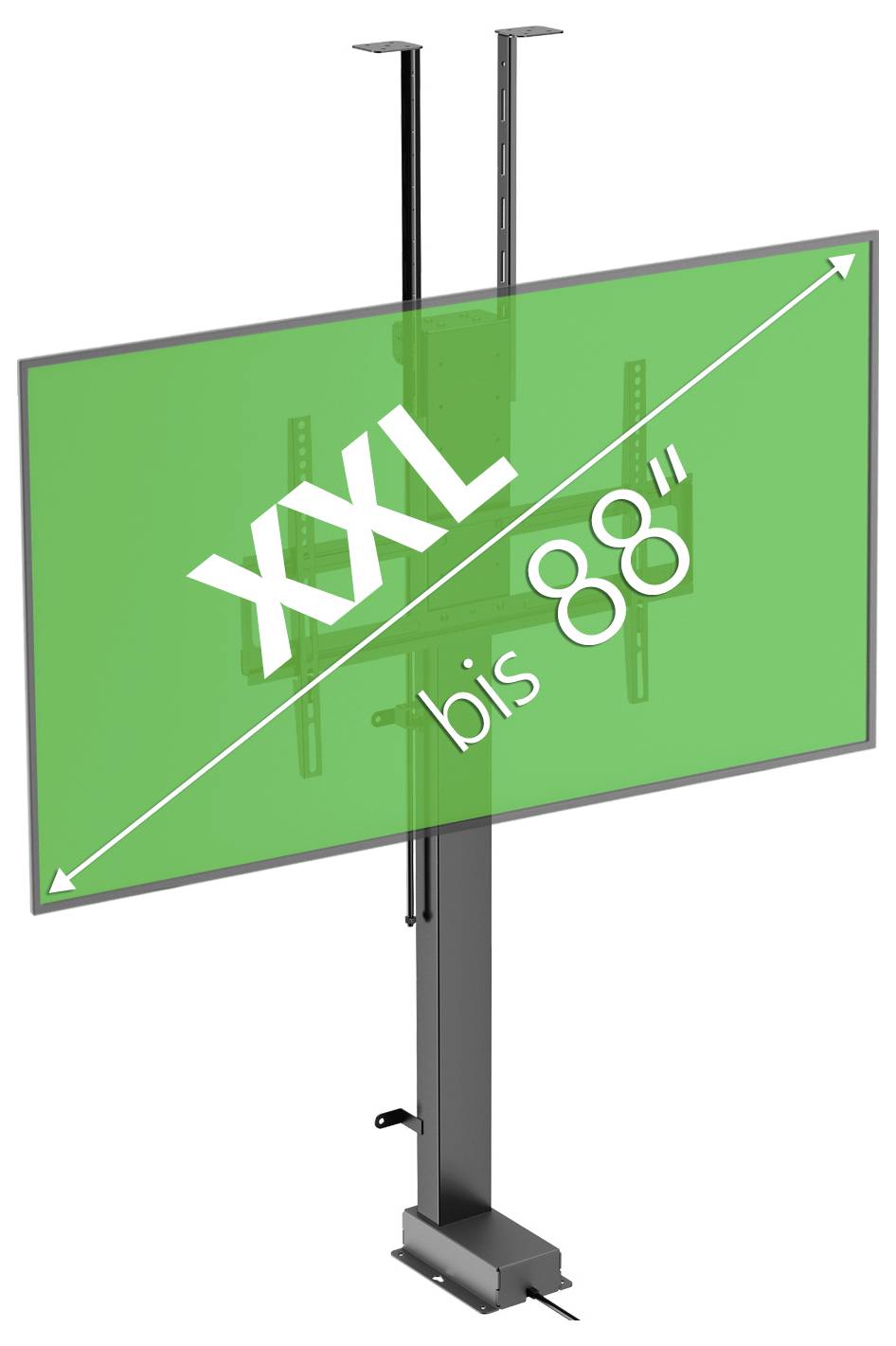 TV-Ständer mit grünem Bildschirm, der 