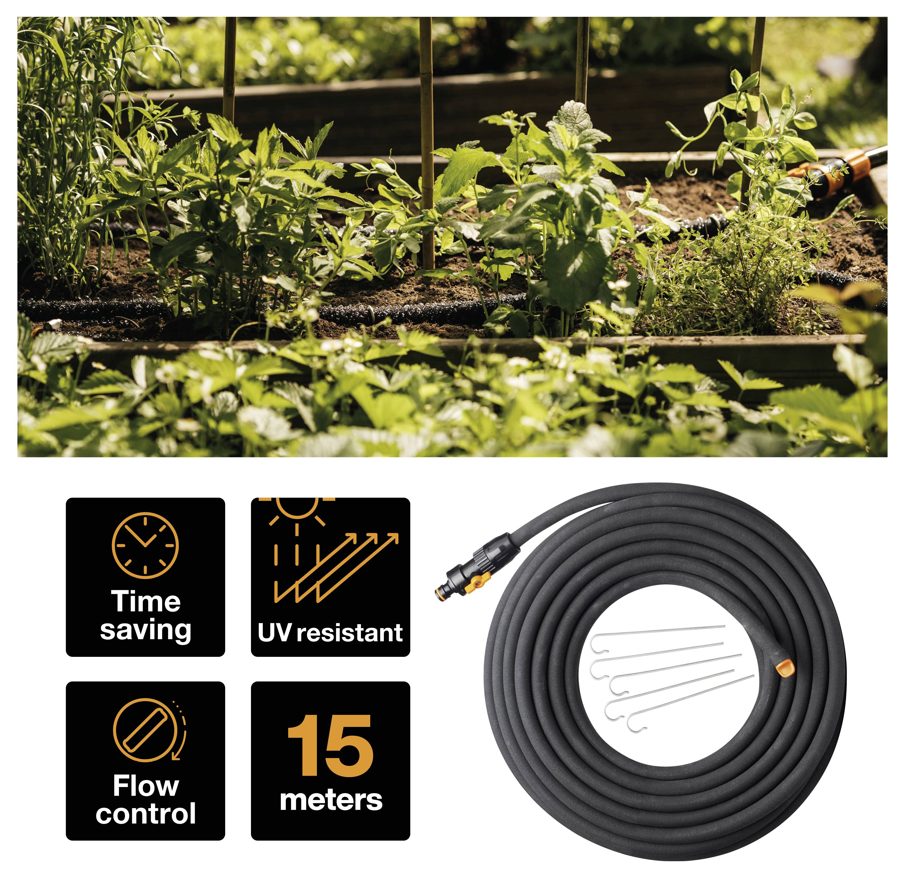 Fiskars Tropfschlauch 13 mm (1/2") - 15 mm (5/8") Schlauchlänge: 15 m 1025935