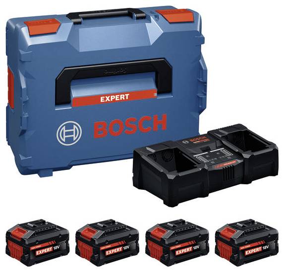 Bosch Professional 1600A0373Y 2x EXBA18V-55 + 2x EXBA18V-80 + EXAL18V2-320 Werkzeug-Akku und Ladegerät 5.5 Ah, 8Ah