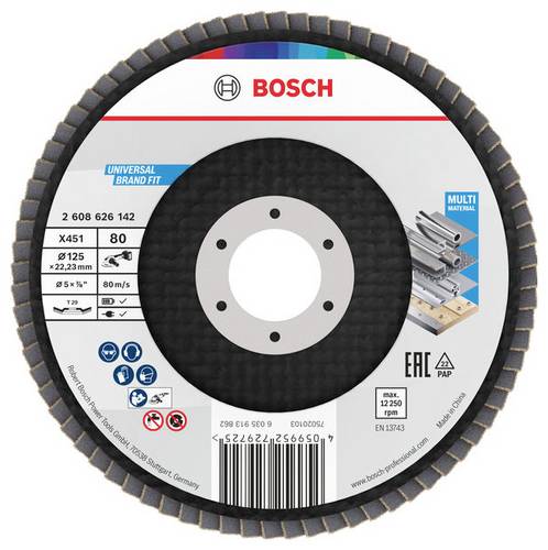 Bosch Accessories 2608626142 Fächerschleifscheibe Durchmesser 125 mm Körnung (num)=80
