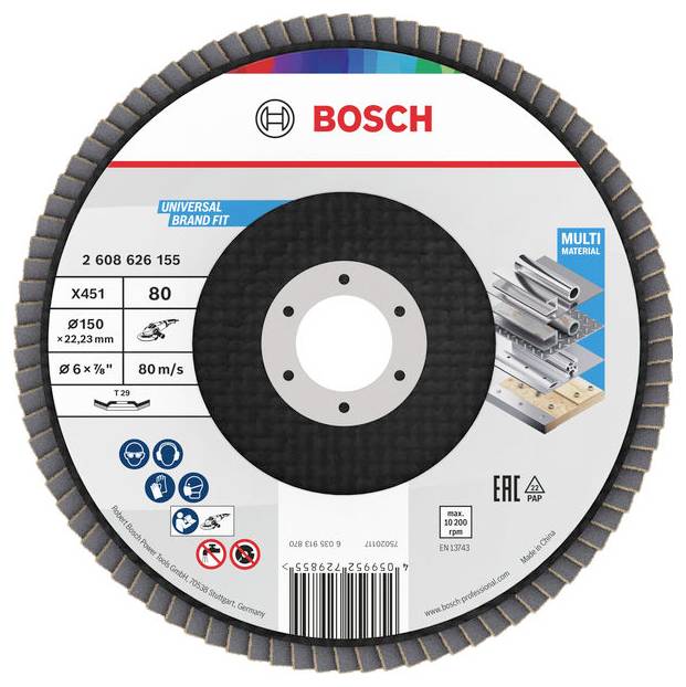 Bosch Universal Brand FitScheibendurchmesser: 150 mm x 22,23 mmNutzungsgeschwindigkeit: 80 m/s