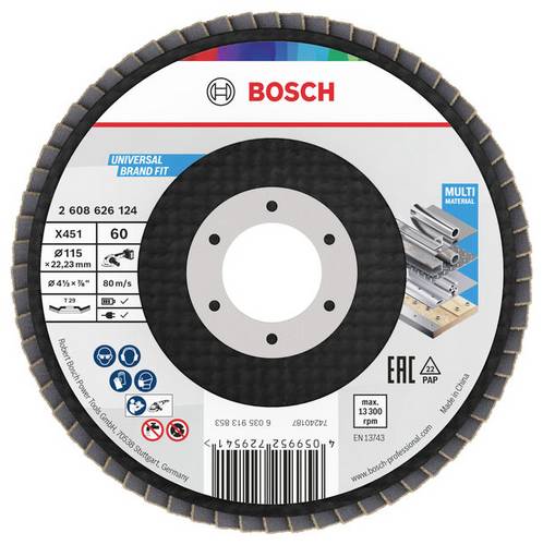Bosch Accessories 2608626124 Fächerschleifscheibe Durchmesser 115 mm Körnung (num)=60
