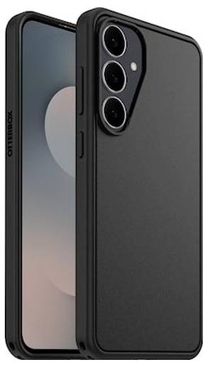 Zwei schwarze Smartphone-Hüllen von vorne und hinten gezeigt, wobei die Rückseitenhülle eine Dreifach-Kamera-Aussparung aufweist.