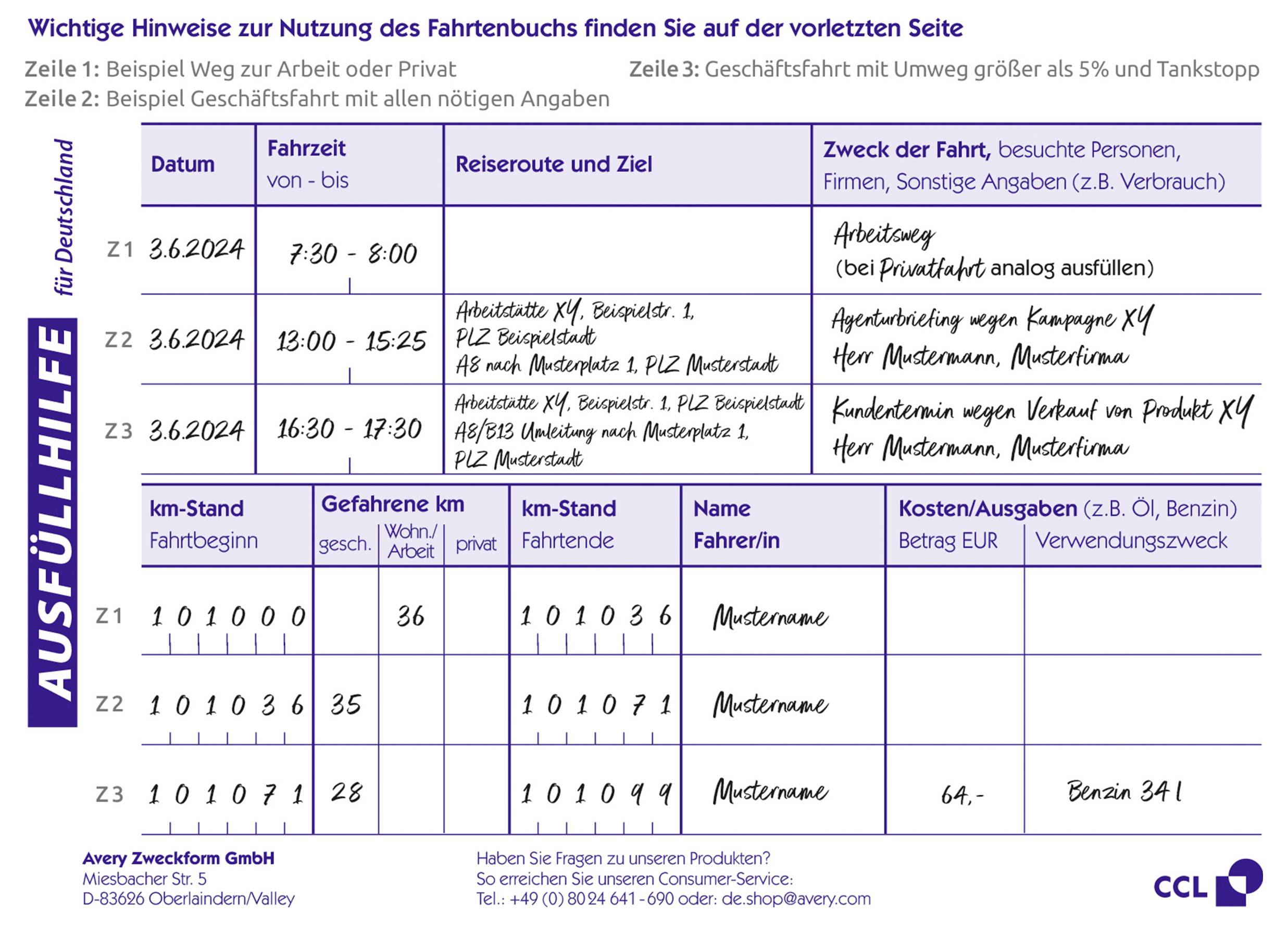 Avery-Zweckform 222-3P Fahrtenbuch 3St.