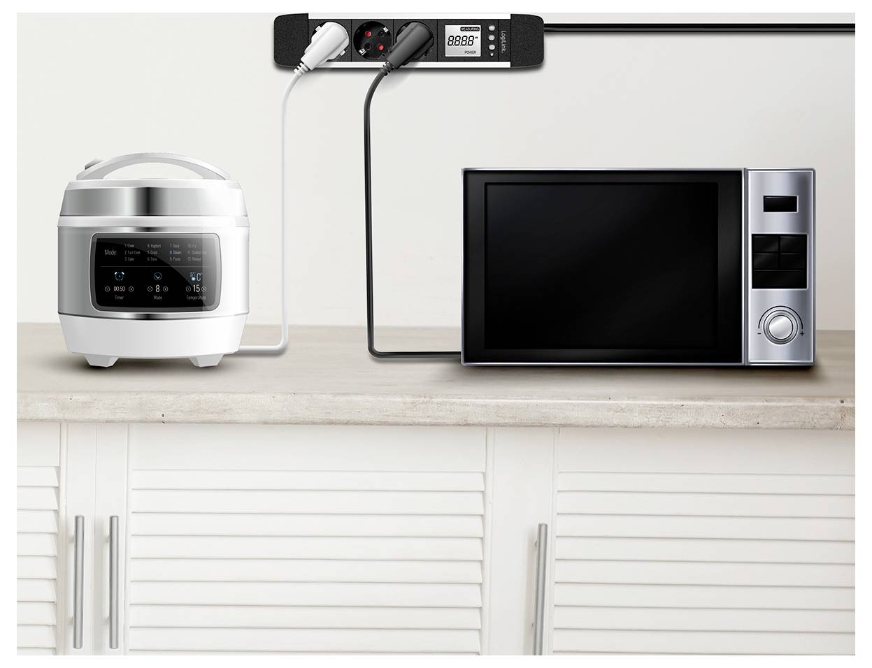 LogiLink LPS285 Energiesparsteckdose Schwarz, Silber Schutzkontakt 1St.