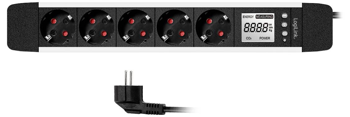 LogiLink LPS286 Energiesparsteckdose Schwarz, Silber Schutzkontakt 1St.