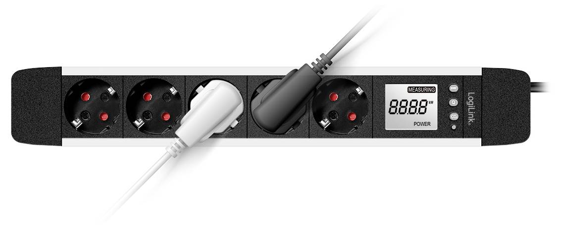 LogiLink LPS286 Energiesparsteckdose Schwarz, Silber Schutzkontakt 1St.