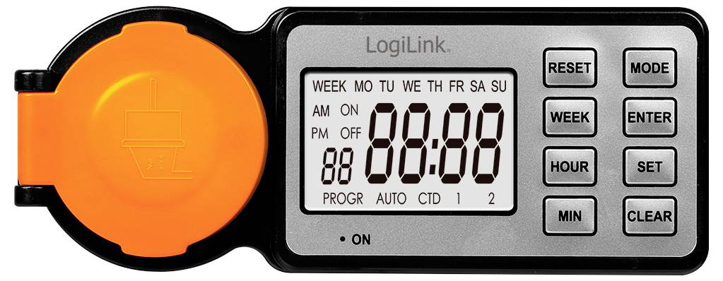 LogiLink ET0016 Zeitschaltuhr digital IP44 Countdown-Funktion, EIN/AUS-Programm, Timer-Funktion