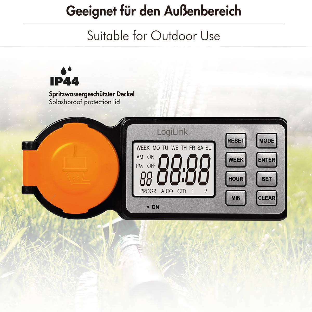 LogiLink ET0016 Zeitschaltuhr digital IP44 Countdown-Funktion, EIN/AUS-Programm, Timer-Funktion
