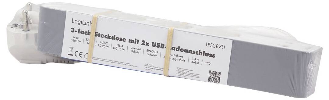 LogiLink LPS287U Steckdosenleiste mit Schalter Weiß Schutzkontakt 1St.