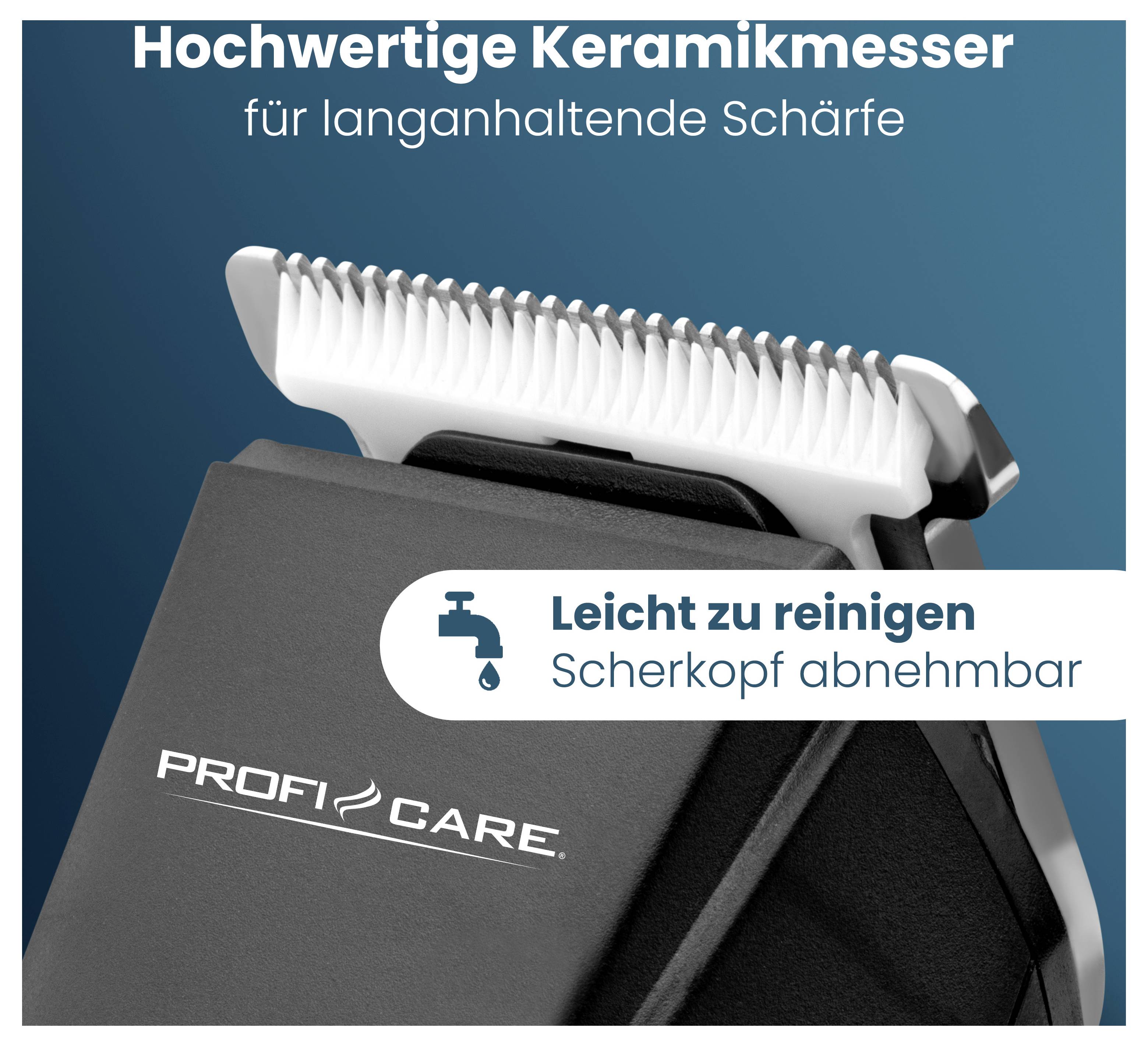 Eine hochwertige Keramikklinge für langanhaltende Schärfe. Einfach zu reinigen mit einem abnehmbaren Klingenkopf.