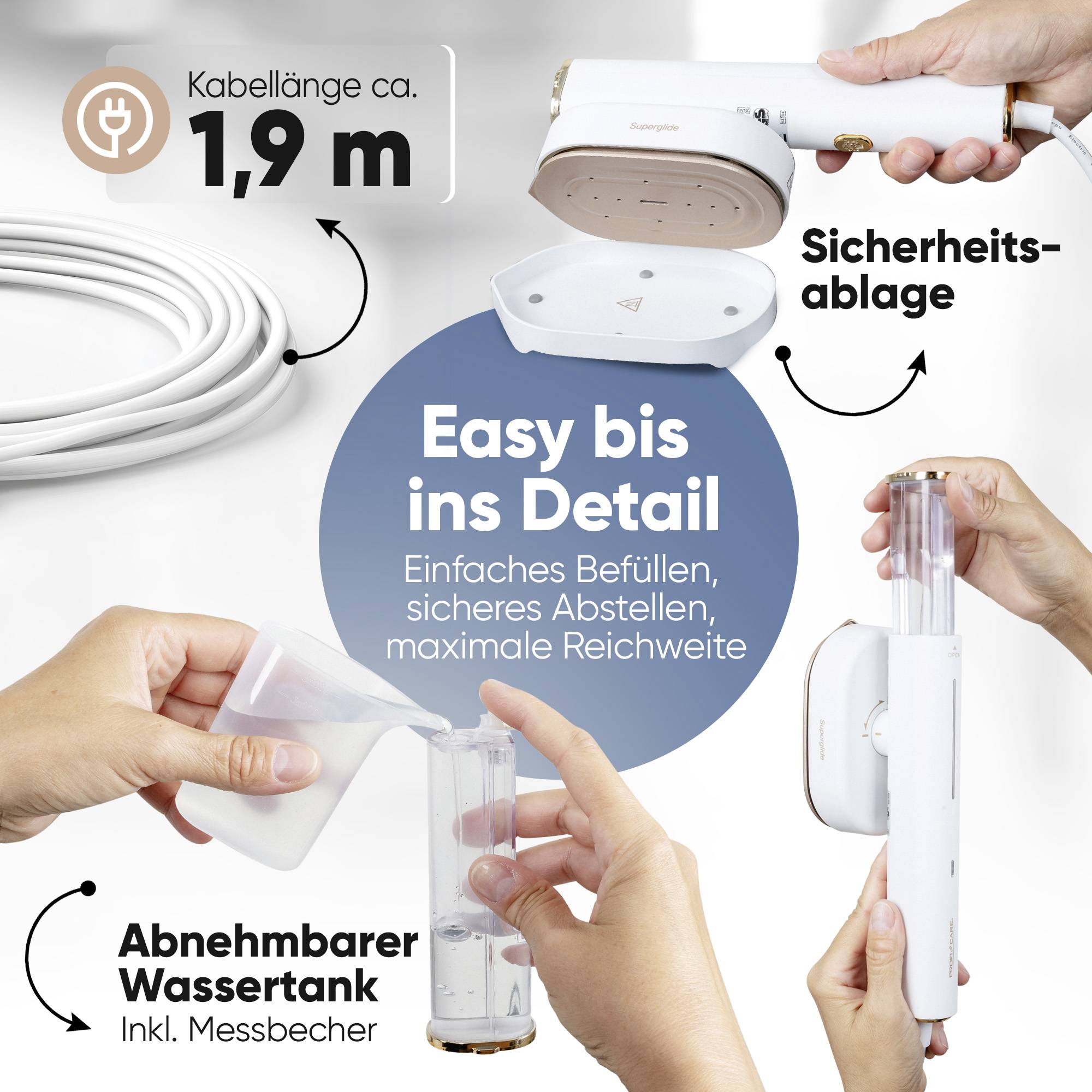 Profi-Care PC-DG 3124 Dampfglätter Weiß, Rose