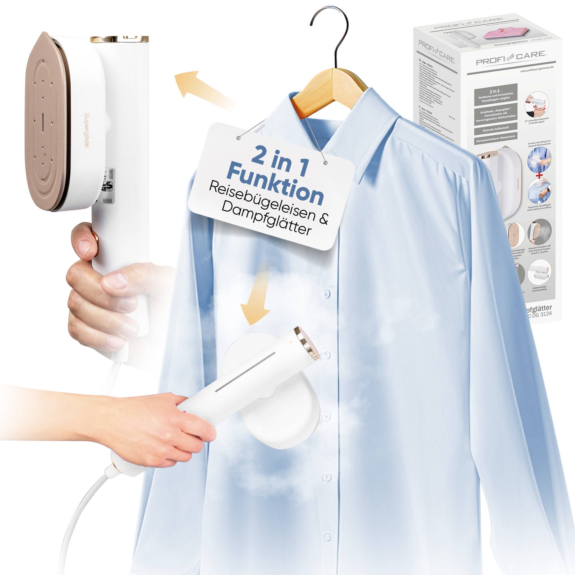 Profi-Care PC-DG 3124 Dampfglätter Weiß, Rose