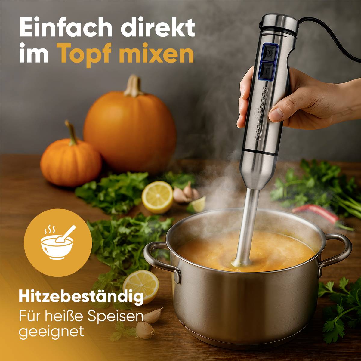 Profi Cook PC-SM 1317 Stabmixer 1000 W stufenlose Geschwindigkeitseinstellung, Turbofunktion Edelstahl
