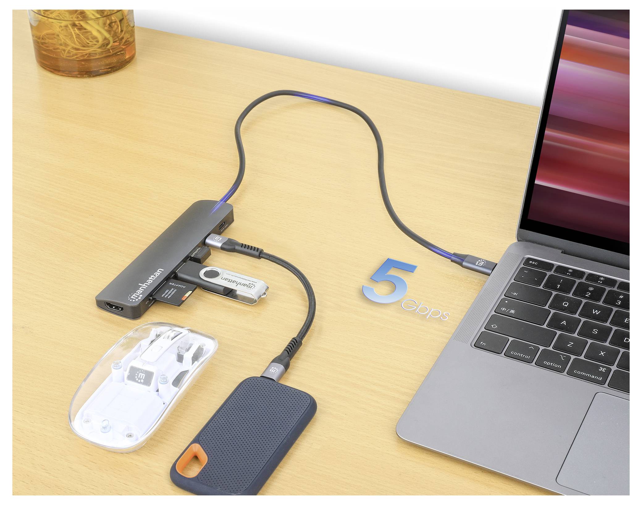 Manhattan Notebook Dockingstation integrierter Kartenleser, USB-C® Power Delivery
