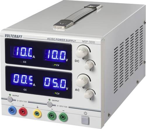 VOLTCRAFT MSP-3010 Labornetzgerät, einstellbar geregelt AC und DC 0 - 30 V 0 - 10 A 2x 300 W Buchse