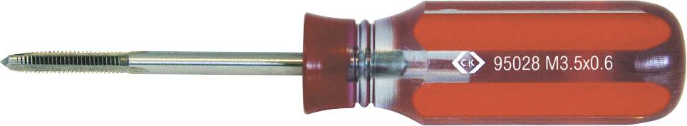 Ein Schraubendreher mit rotem Griff und Metallschaft, gekennzeichnet mit '95028 M3.5x0.6'.