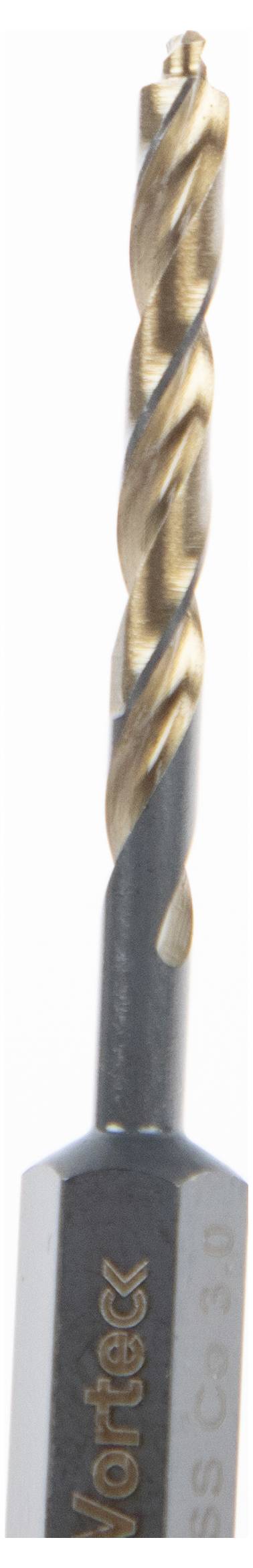 Ein Gold- und Silber-Spiralbohrer, der für die Holzbearbeitung konzipiert ist, mit sichtbarem Markennamen am Schaft.