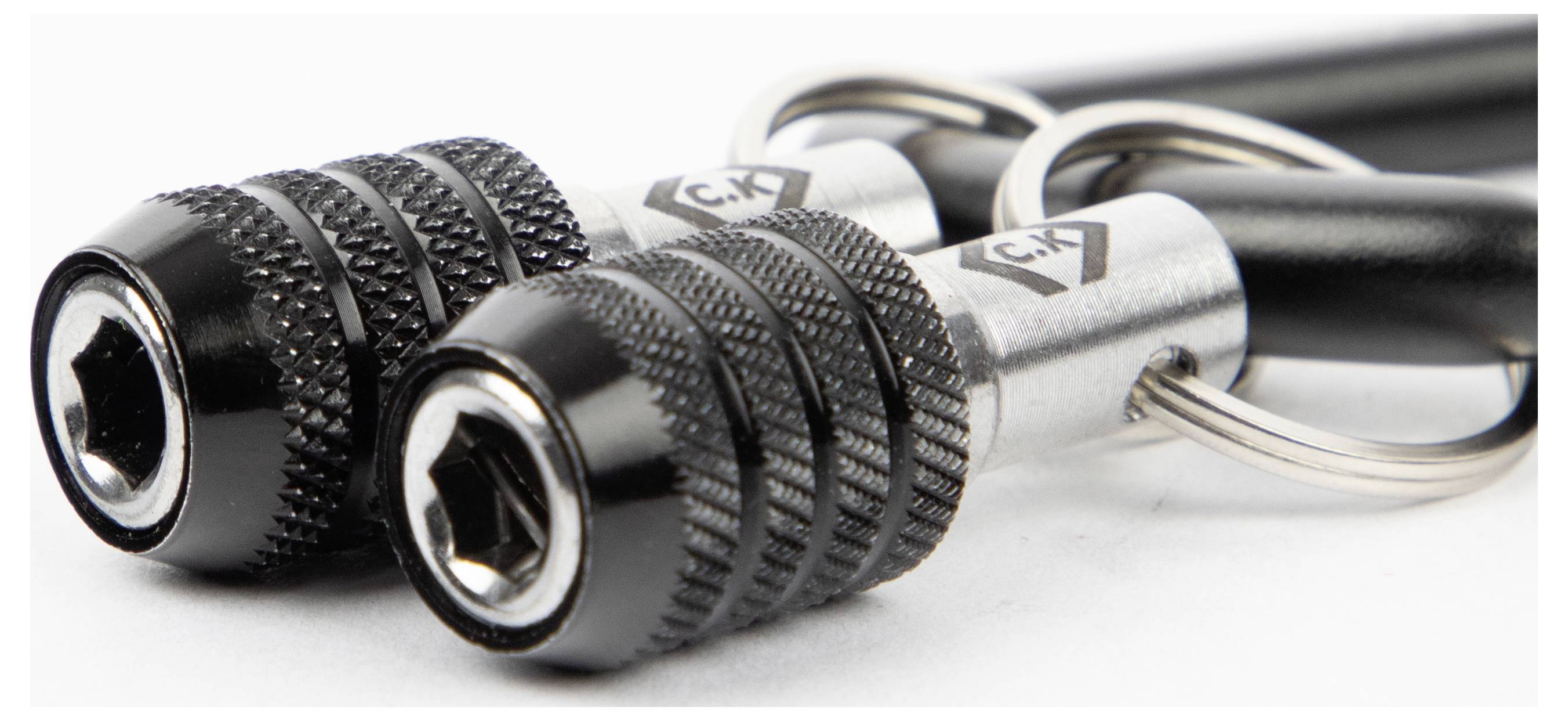 C.K T4574 2 x Vorteck 1/4" Bithalter mit Schnellverschluss am Karabiner