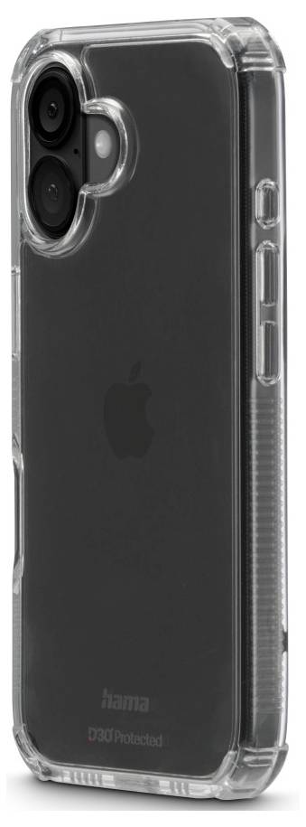 Eine durchsichtige, schützende Handyhülle, die für ein Smartphone entwickelt wurde, mit Blick auf die Rückseite, transparenten Seitenflächen und Aussparungen für die Kamera und Tasten.