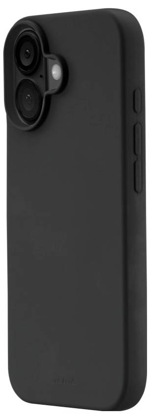 Ein mattschwarz gehaltenes Smartphone-Gehäuse, von der Seite gezeigt, mit Aussparungen für Dual-Rückkameras und Tasten am rechten Rand.