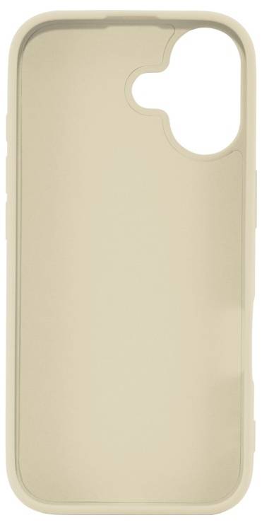 Ein beige Handyhülle mit einer Aussparung für die Kamera, von hinten gezeigt.