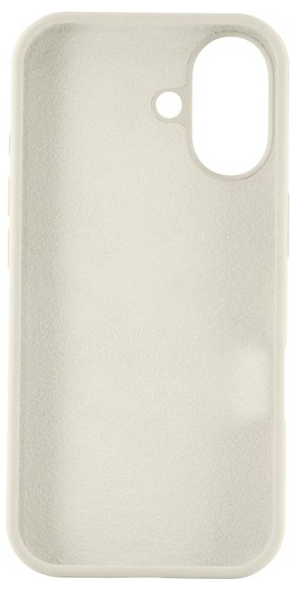 Einfache weiße Smartphone-Hülle mit glatter Oberfläche und Aussparungen für Kamera und Tasten.