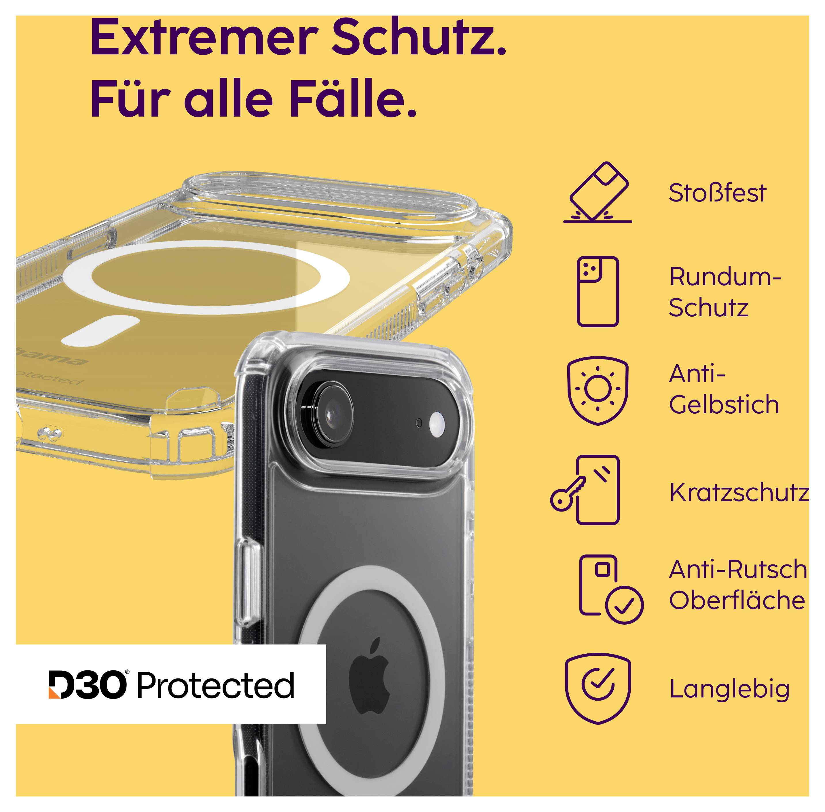 Hama Extreme Protect Cover Apple iPhone Air Transparent MagSafe kompatibel, Induktives Laden 00232385