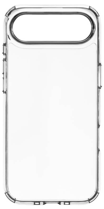 Transparente Smartphone-Hülle mit einer großen Kameraaussparung, konzipiert für eine Dual-Kamera.