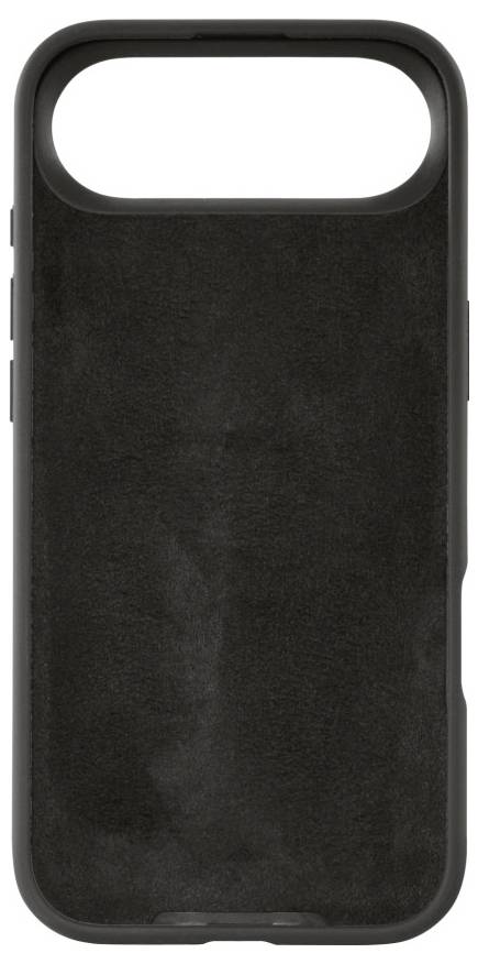 Eine schwarze Schutzhülle für ein Telefon mit weicher Innenfütterung, oben offen für einfachen Zugang.