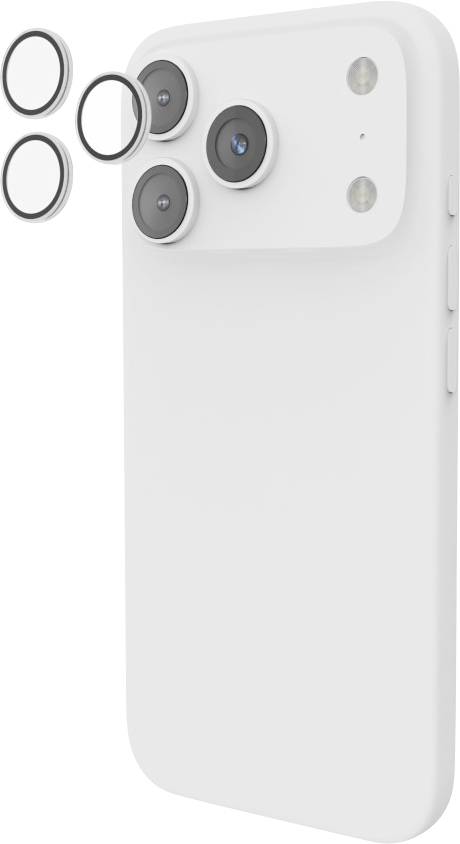 Ein Smartphone-Kameraobjektiv-Set wird mit drei abnehmbaren Objektiven neben einem Telefon gezeigt, wodurch die Fotografie-Fähigkeiten verbessert werden.