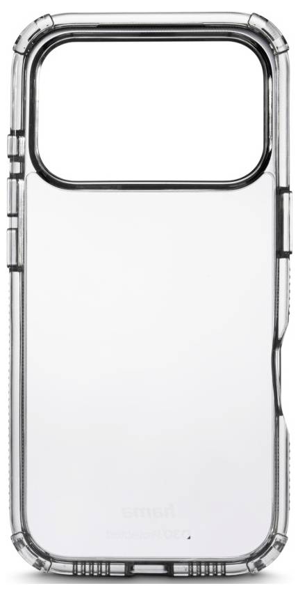 Transparente Handyhülle mit schwarzen Kanten, die die Seiten umschließt und entwickelt wurde, um ein Smartphone zu schützen und gleichzeitig die Sichtbarkeit des Geräts zu gewährleisten.