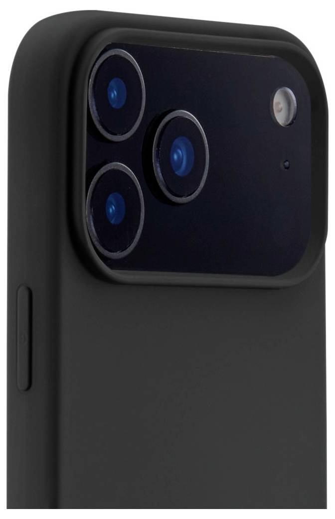 Nahaufnahme der Rückkamera-Anordnung eines Smartphones mit drei Objektiven und einem Blitz auf einem schwarzen Gehäuse.