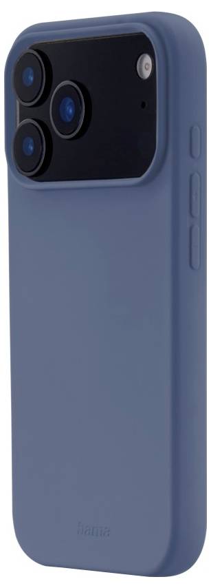 Ein blaues Smartphone mit einer Schutzhülle, ausgestattet mit einer Dual-Kamera und einem Blitz auf der Rückseite. Die seitlichen Tasten sind sichtbar.