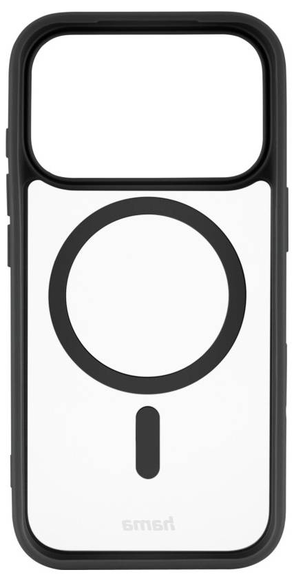 Handyhülle mit integriertem Magnetring für MagSafe-Kompatibilität, entwickelt für iPhone 14. Schlichte weiß-schwarze Designausführung.