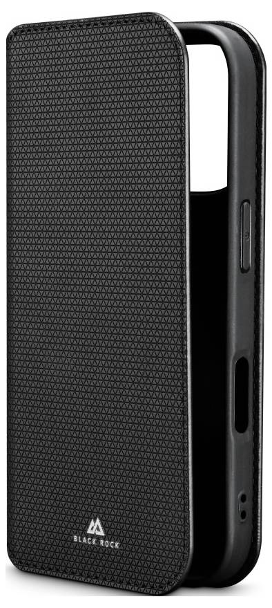 'Black Rock' Handyhülle mit strukturierter Oberfläche, Klappdeckel und seitlichem Tastenzugang.