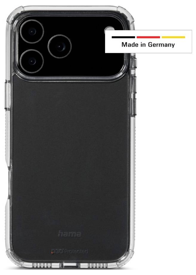 Transparente Smartphone-Hülle mit Kamera-Ausschnitt; Aufschrift 